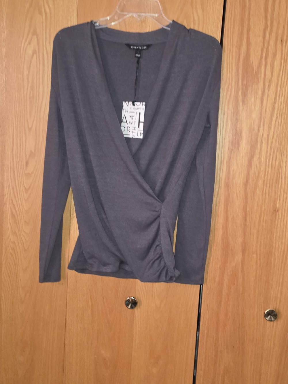 41 Hawthorn Charcoal Gray Wrap-Front Long Sleeve Top $25 NWT?